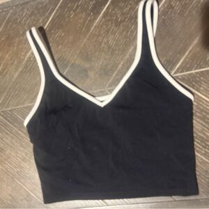 Offline by Aerie Black Seamless Crop Tank Contrast Trim Size M